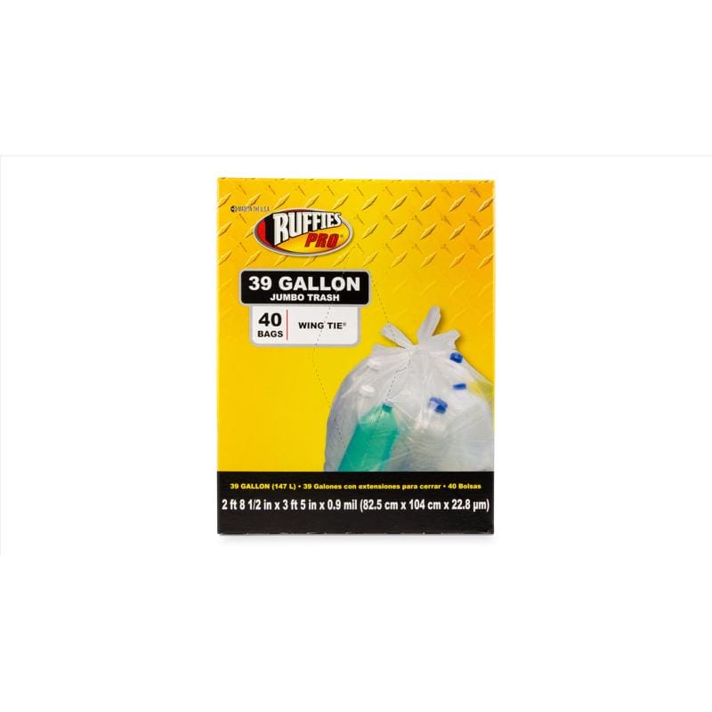 Ruffies 1124921 Pro 39 gal Trash Bags Wing Ties 40 pk