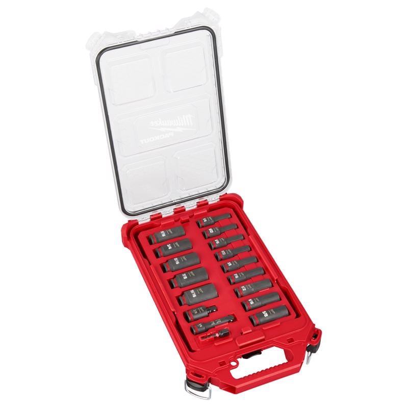 Milwaukee 49-66-6800 Shockwave 3/8 in. drive SAE 6 Point Impact Socket Set 17 pc