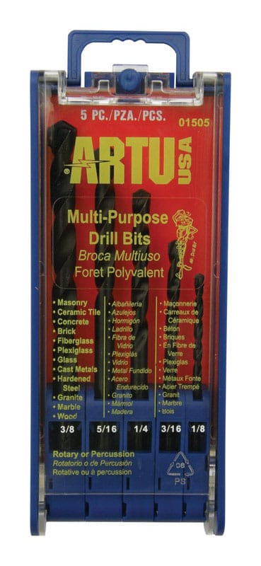 Artu 01505 Tungsten Carbide Tipped Drill Bit Set Round Shank 5 pc