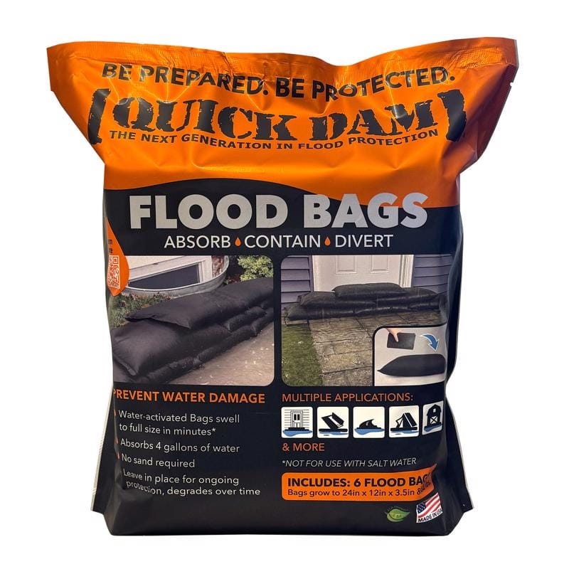 Quick Dam QD1224-6ES Flood Bags 3.5 in. H X 12 in. W X 24 in. L Sandless Sandbags 6 pk