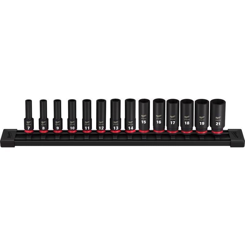 Milwaukee 49-66-7008 Shockwave 3/8 in. drive Metric 6 Point Impact Rated Deep Socket Set 14 pc