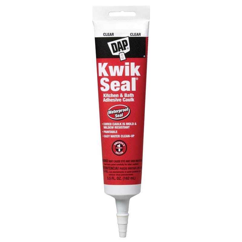 Dap 7079818008 Kwik Seal Clear Acrylic Latex Kitchen and Bath Adhesive Caulk 5.5 oz