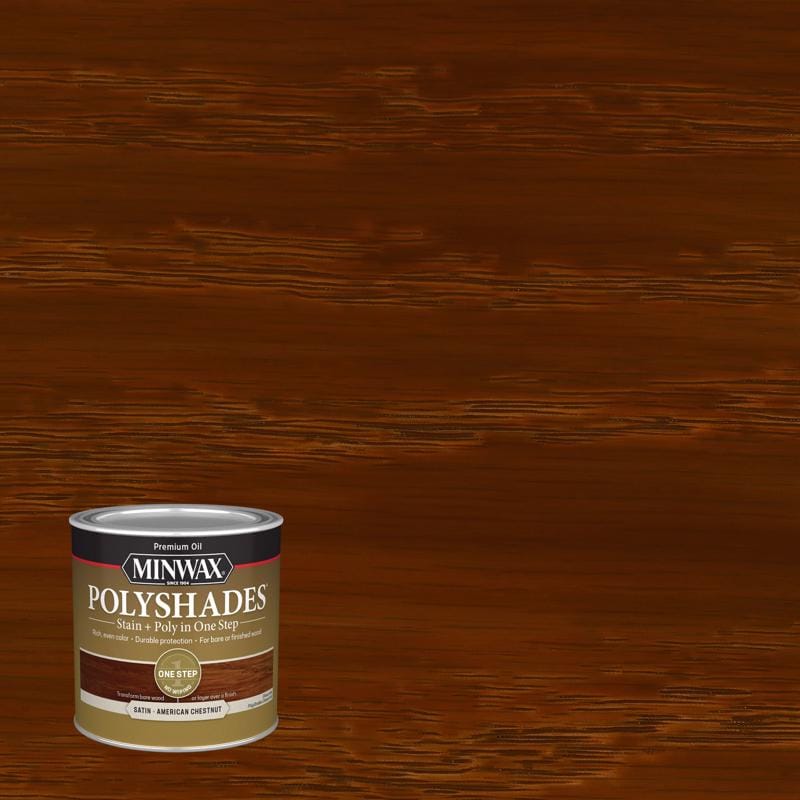 Minwax 213754444 PolyShades Semi-Transparent Satin American Chestnut Stain/Polyurethane Finish 1/2 pt