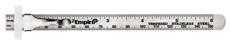 Empire 2730 6-1/8 in. L X 1/2 in. W Stainless Steel Precision Pocket Rule SAE