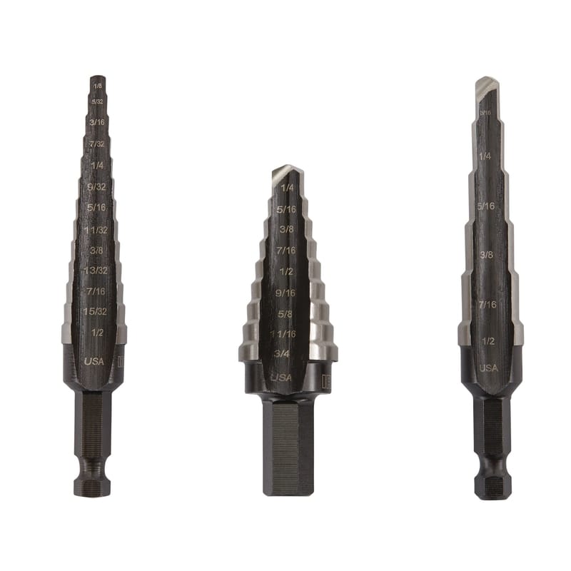 Irwin 10502ZR Unibit Assorted L High Speed Steel Step Drill Bit Set 3 pc