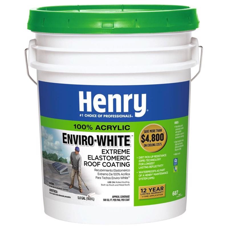 Henry HE687406 Smooth White Elastomeric Roof Coating 5 gal