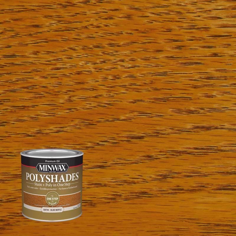 Minwax 213304444 PolyShades Semi-Transparent Satin Olde Maple Oil-Based Stain/Polyurethane Finish 1/2 pt