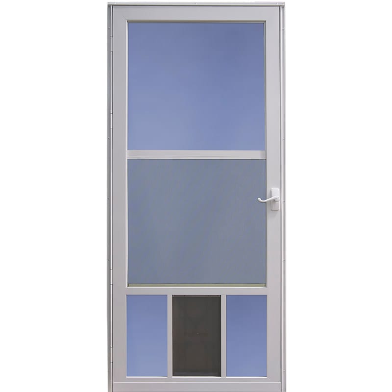 Larson 36079032 81 in. H X 36 in. W Aluminum White Full-View Reversible Pet Storm Door