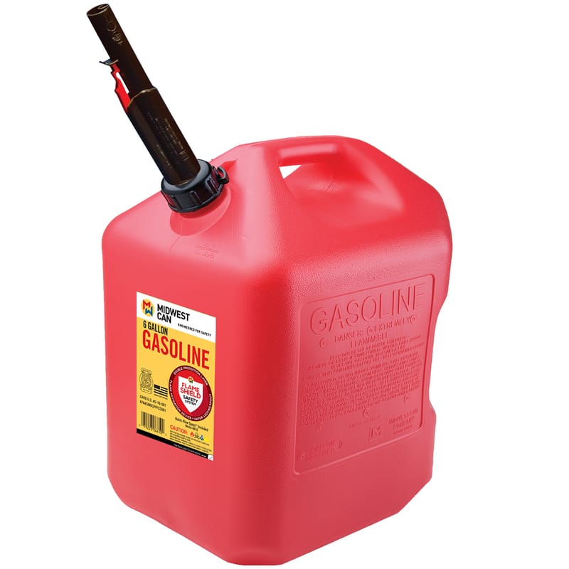 Midwest Can 6610 Quick Flow Spout HDPE Gas Can 6 gal