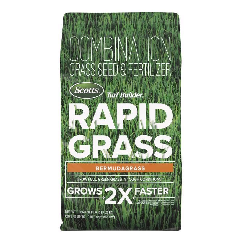 Scotts 18360B Turf Builder Rapid Grass Bermuda Grass Full Sun Grass Seed and Fertilizer 8 lb