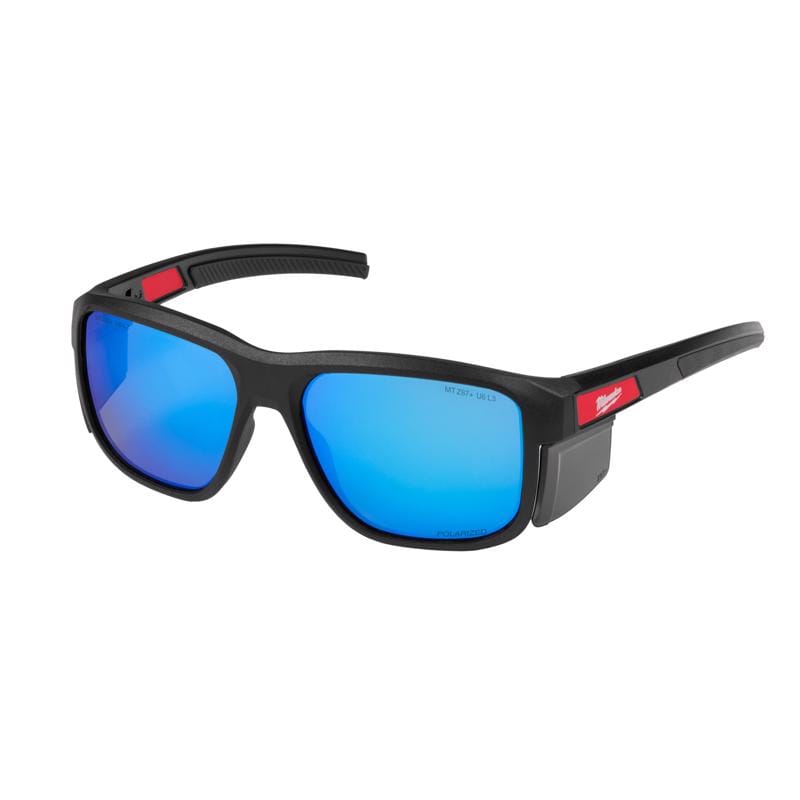 Milwaukee 48-73-2511 Anti-Fog Polarized Wrap Around Safety Glasses Blue Mirror Lens Black Frame 1 pair