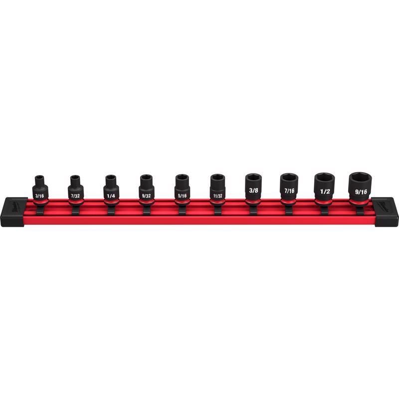 Milwaukee 49-66-7000 Shockwave 1/4 in. drive SAE 6 Point Standard Impact Rated Shallow Socket Set 10 pc
