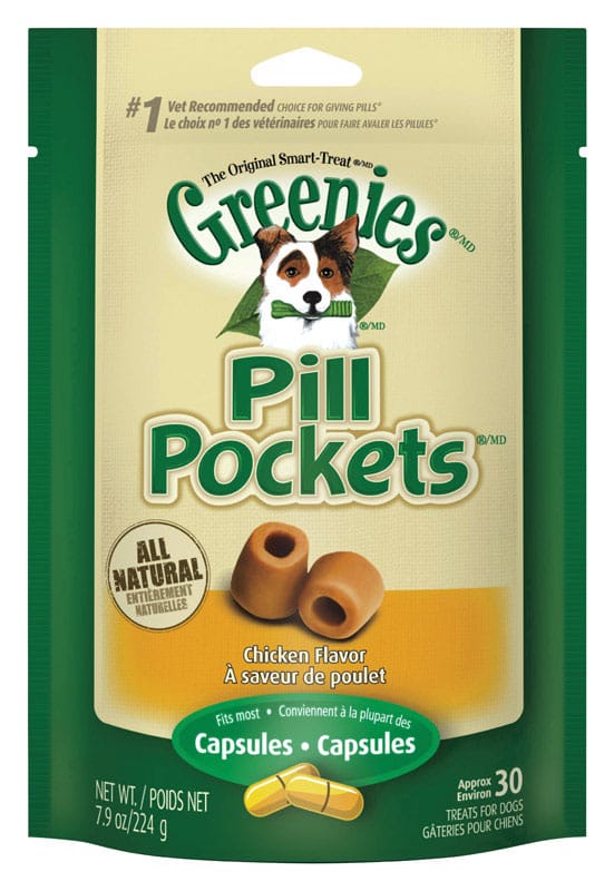 Greenies 101070 Pill Pockets Chicken Treats For Dog 7.9 oz 30 pk