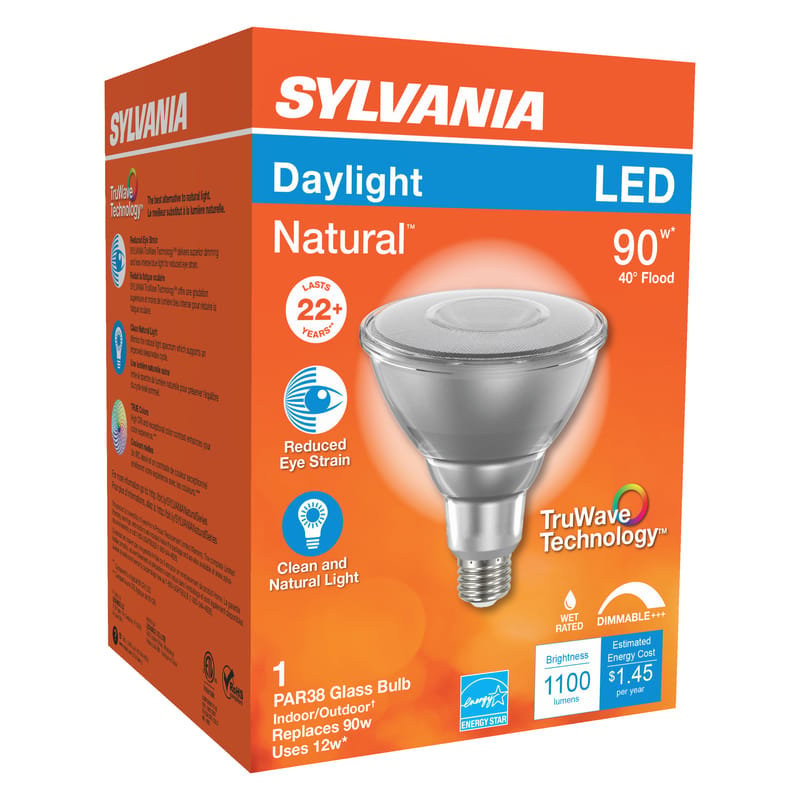 Sylvania 40902 Natural PAR38 E26 (Medium) LED Floodlight Bulb Daylight 90 Watt Equivalence 1 pk