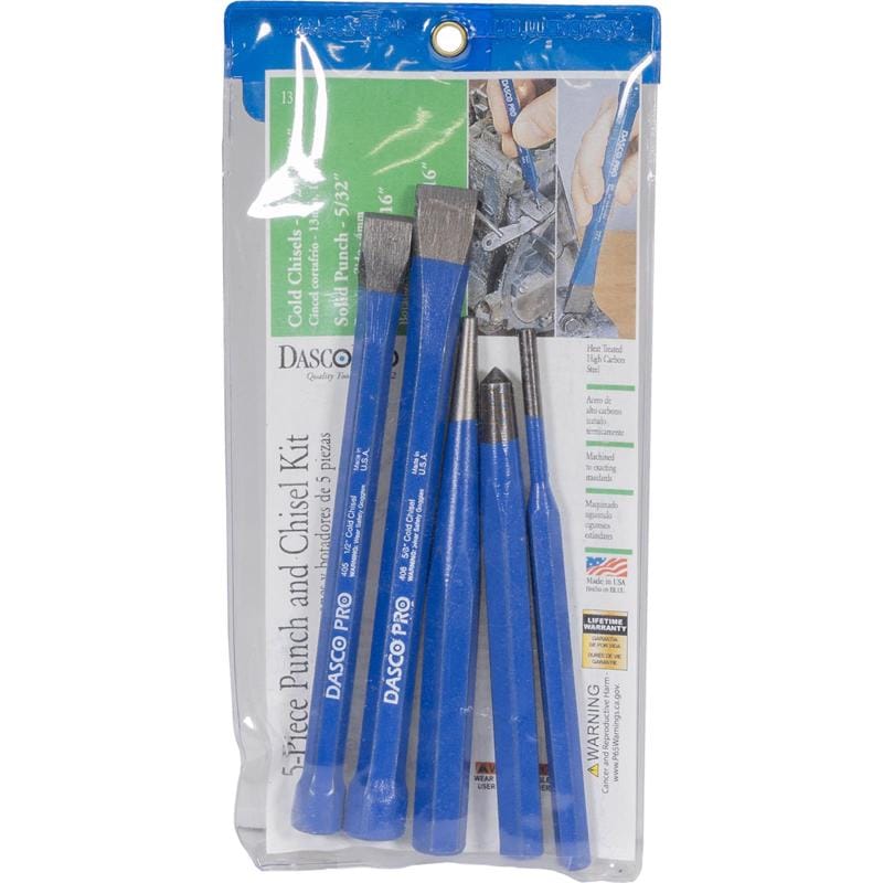 Dasco Pro 43699 Carbon Steel Center Punch and Cold Chisel 5 pc