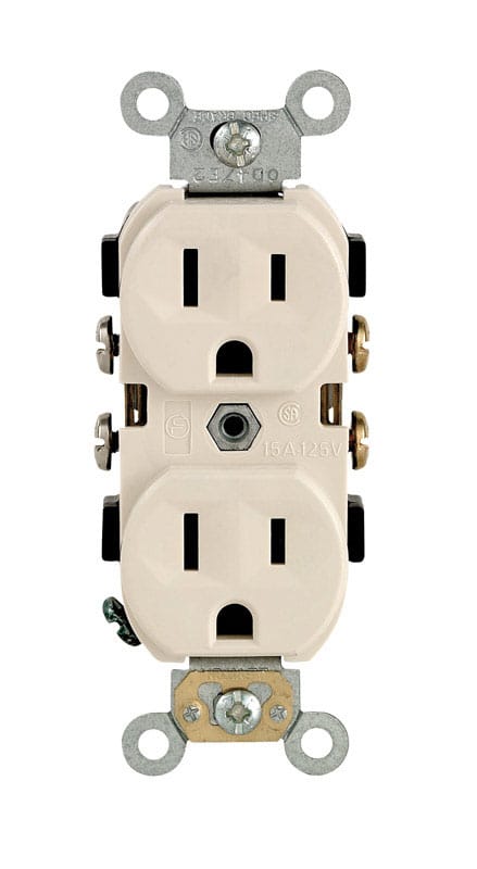Leviton CBR15-00T 15 amps 125 V Duplex Light Almond Outlet 5-15R 1 pk