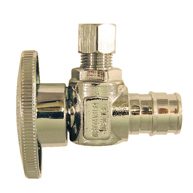 Apollo EPXVA1214C PEX A 1/2 in. Barb in to X 1/4 in. Compression Chrome Plated Stop Valve