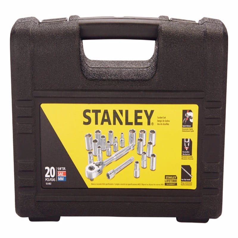 Stanley 92-802 1/4 in. drive Metric/SAE 6 Point Socket Set 20 pc