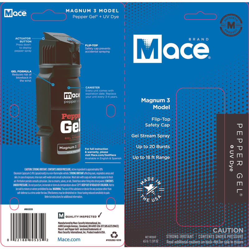 Mace Security International 80535 Mace Magnum 3 Black Aluminum/Plastic Gel Pepper Spray
