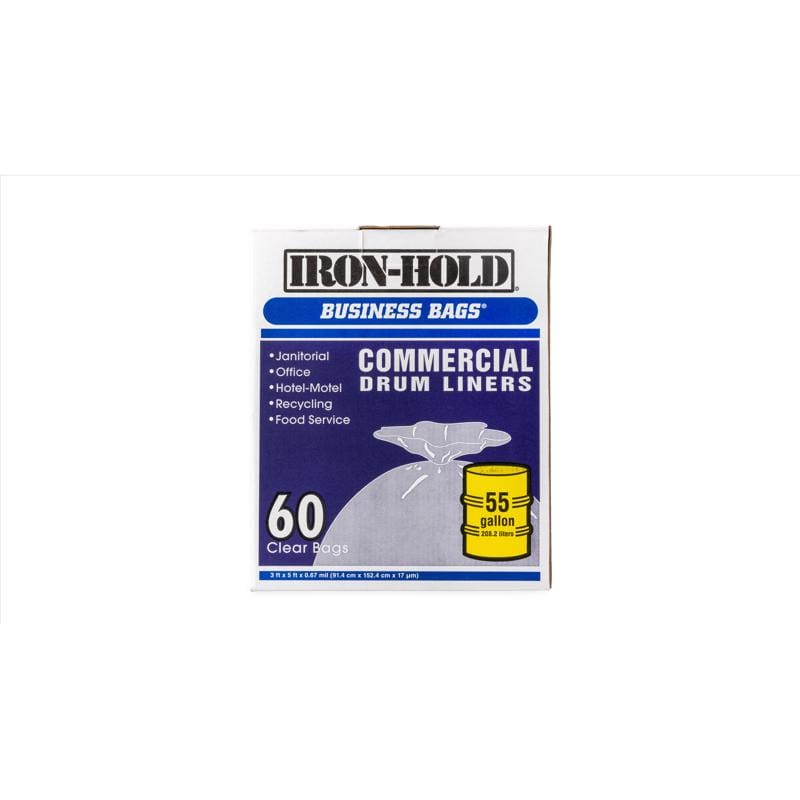 Iron-Hold 618644 55 gal No Scent Drum Liners Twist Tie 60 pk