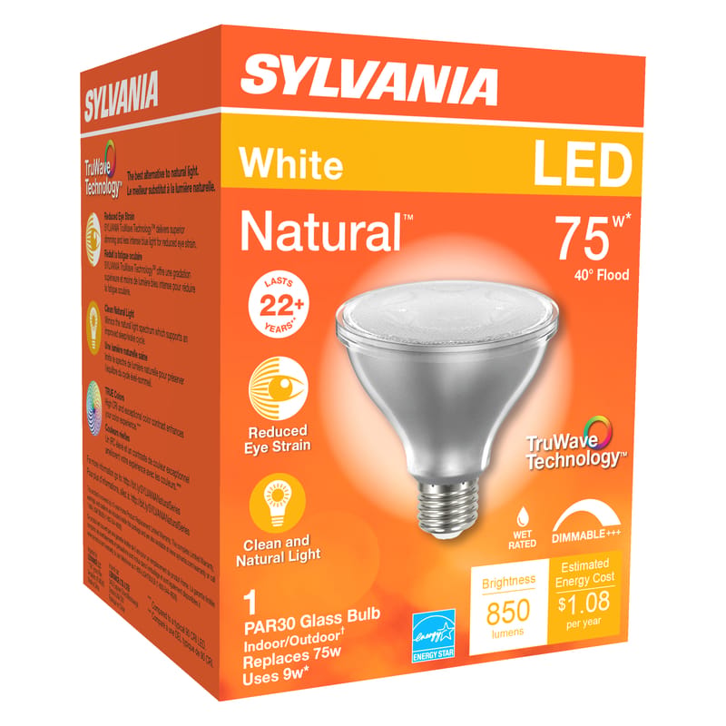 Sylvania 40916 Natural PAR30 E26 (Medium) LED Bulb White 75 Watt Equivalence 1 pk