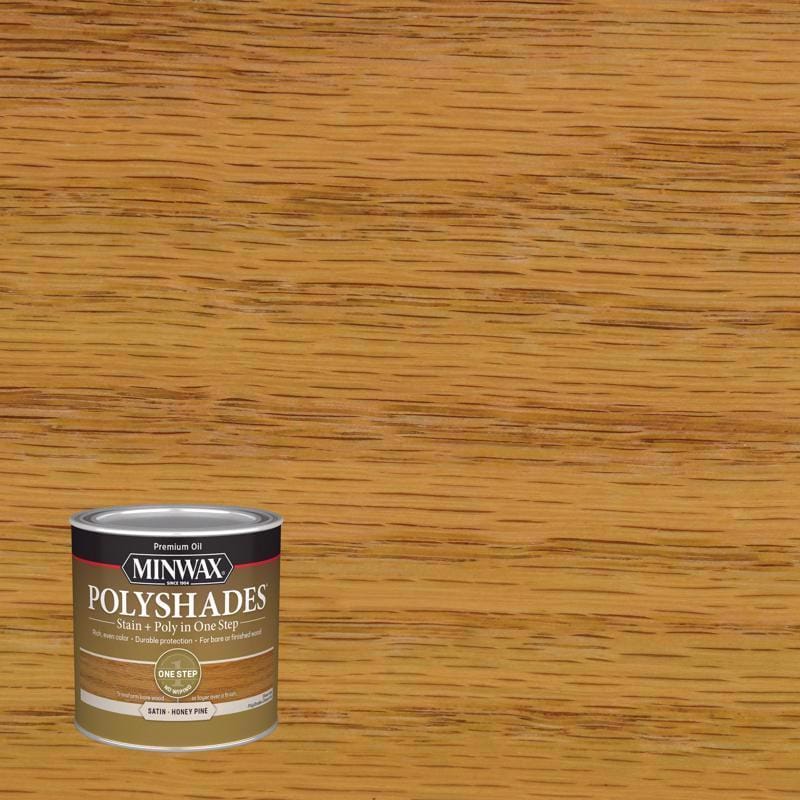 Minwax 213104444 PolyShades Semi-Transparent Satin Honey Pine Oil-Based Stain/Polyurethane Finish 1/2 pt