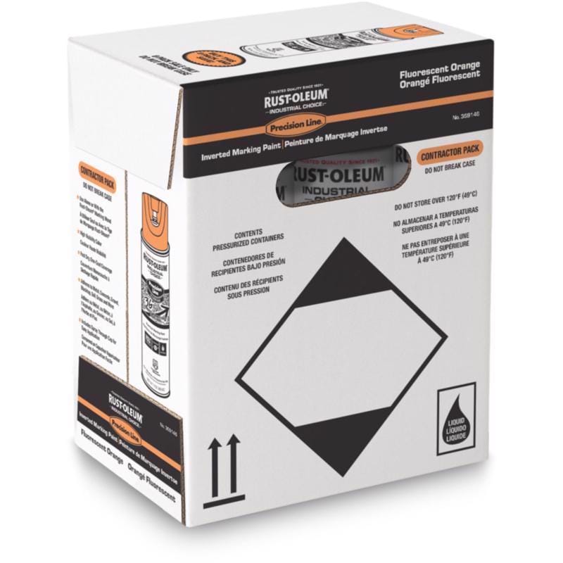 Rust-Oleum 369146 Industrial Choice - Contractor Pack(6 pk) Fluorescent Orange Inverted Marking Paint 17 oz