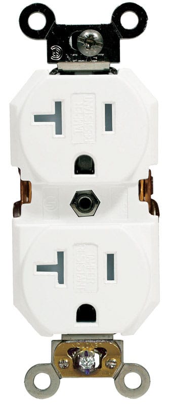 Leviton TBR20-00W 20 amps 125 V Duplex White Outlet 5-20R 1 pk