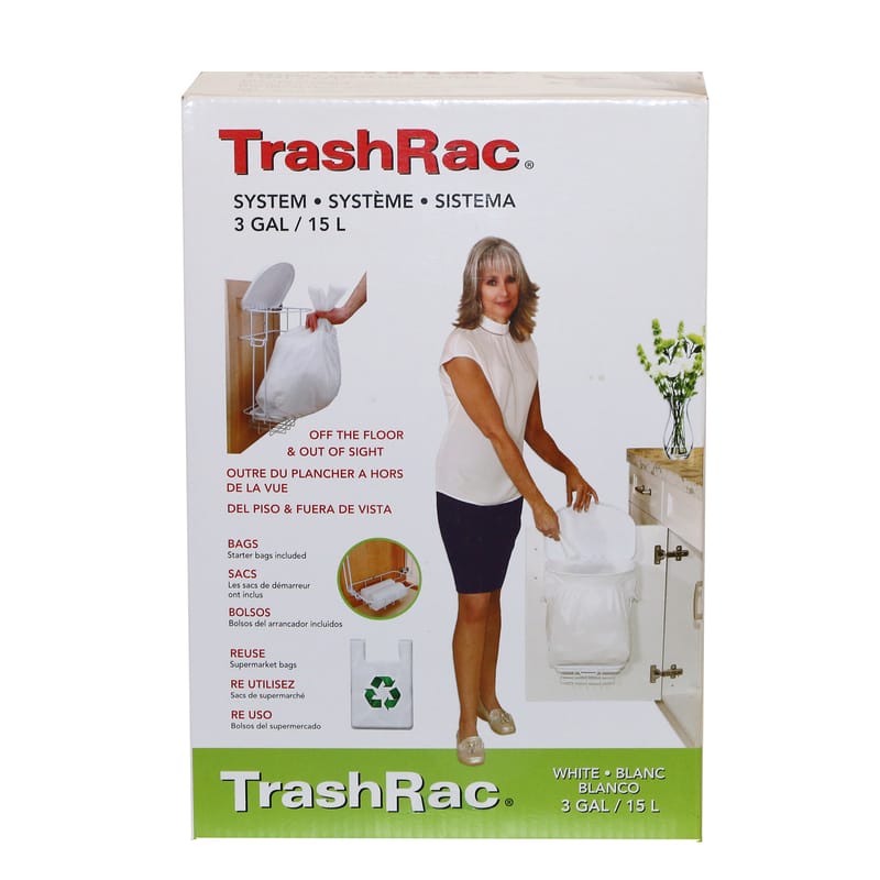 Sunbeam 82153 TrashRac 3 gal White Plastic Wastebasket