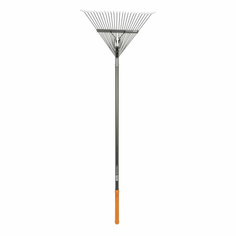 Fiskars 397930-1001 Pro 66.25 in. 25 Tine Steel Leaf Rake Aluminum Handle