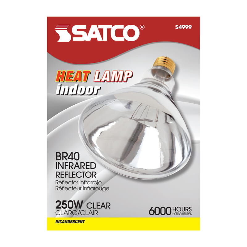 Satco S4999 250 W BR40 Heat Lamp Incandescent Bulb E26 (Medium) Warm White 1 pk