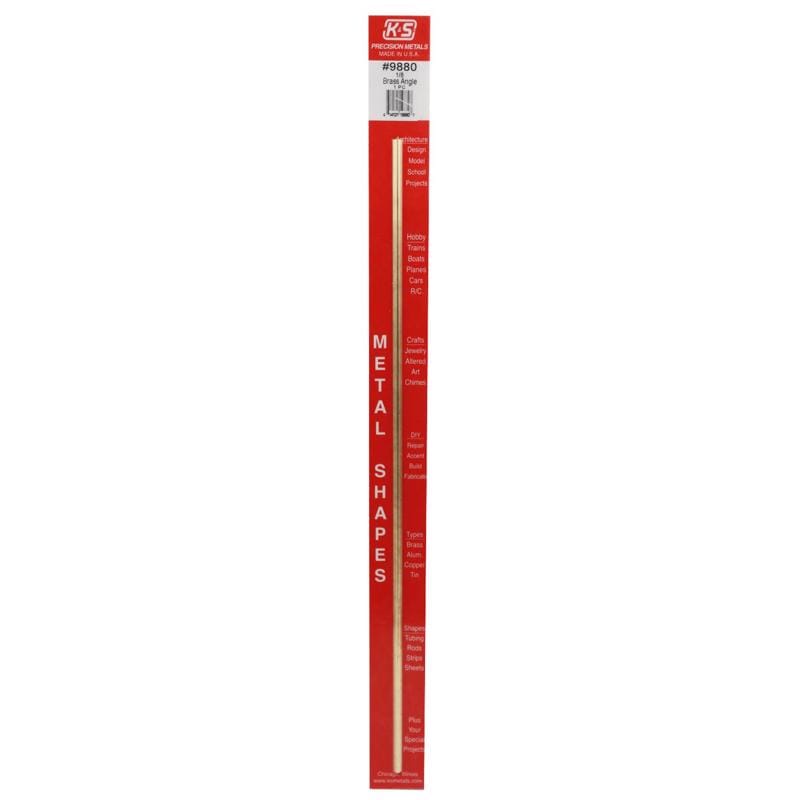 K&S 9880 0.014 in. X 1/8 in. W X 12 in. L Brass Angle