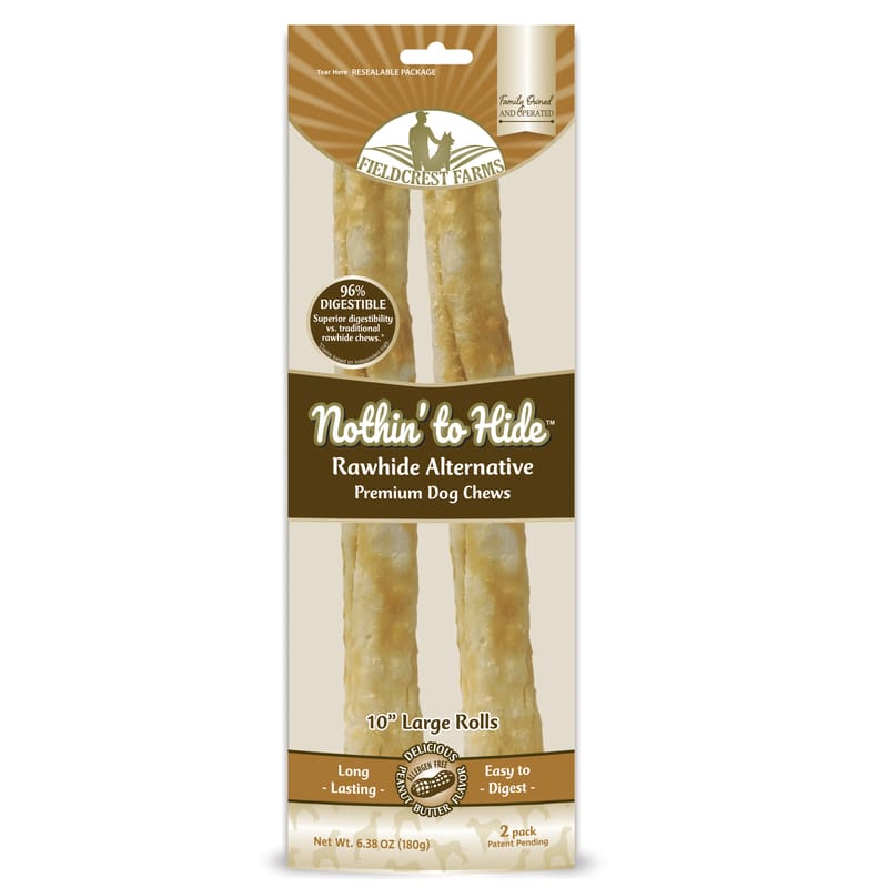 Fieldcrest Farms 169 Nothin' to Hide Lg Roll Peanut Butter Grain Free Chews For Dogs 0.4 lb 10 in. 2 pk
