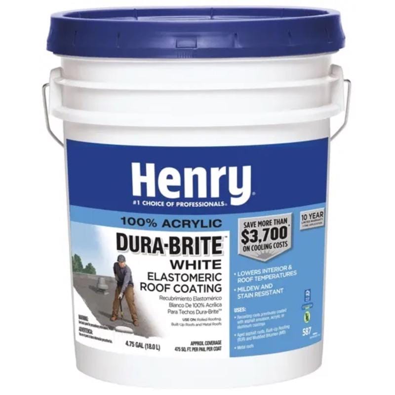 Henry HE587372 587 Smooth White Elastomeric Roof Coating 4.75 gal