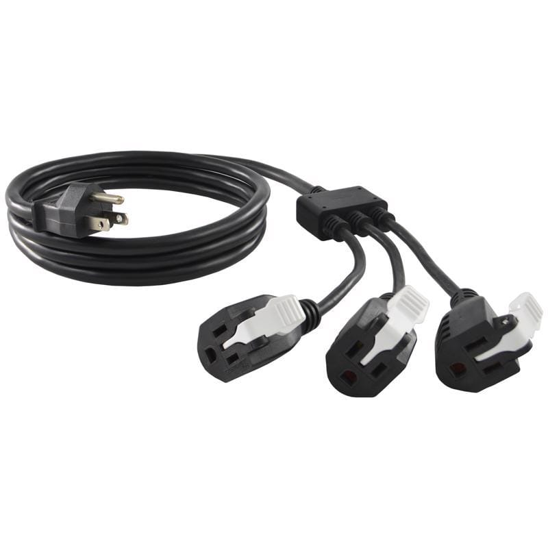 Conntek 05361 Indoor 6 ft. L Black 1 to 3 Outlet Cord 14/3 SJT 18/3 SVT