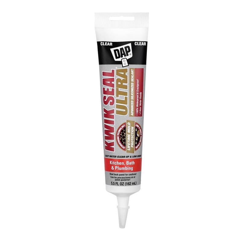 Dap 7079818915 Kwik Seal Ultra Clear Siliconized Acrylic Kitchen and Bath Caulk Sealant 5.5 oz
