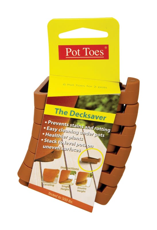 Pot Toes PT-06TCCS The Decksaver 1 in. H X 2 in. W X 3 in. D Plastic Planter Feet Terracotta