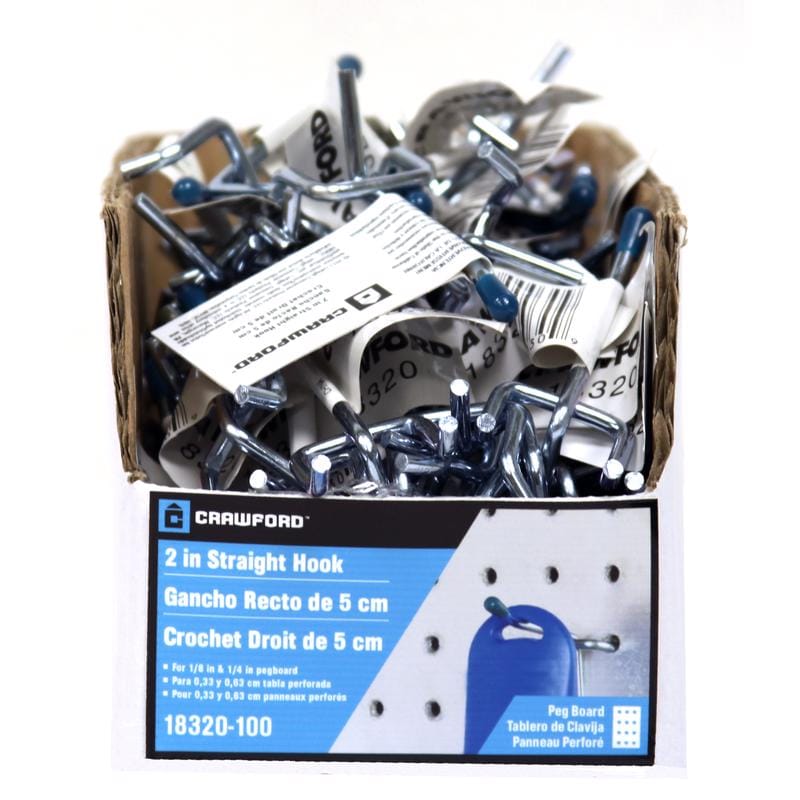 Crawford 18320-100 Zinc Plated Silver Steel 2 in. Peg Hooks 1 pk