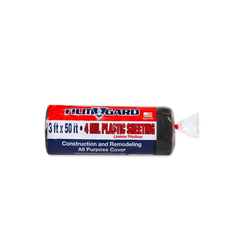 Film-Gard 626154 Plastic Sheeting 4 mil X 3 ft. W X 50 ft. L Polyethylene Black 1 pk