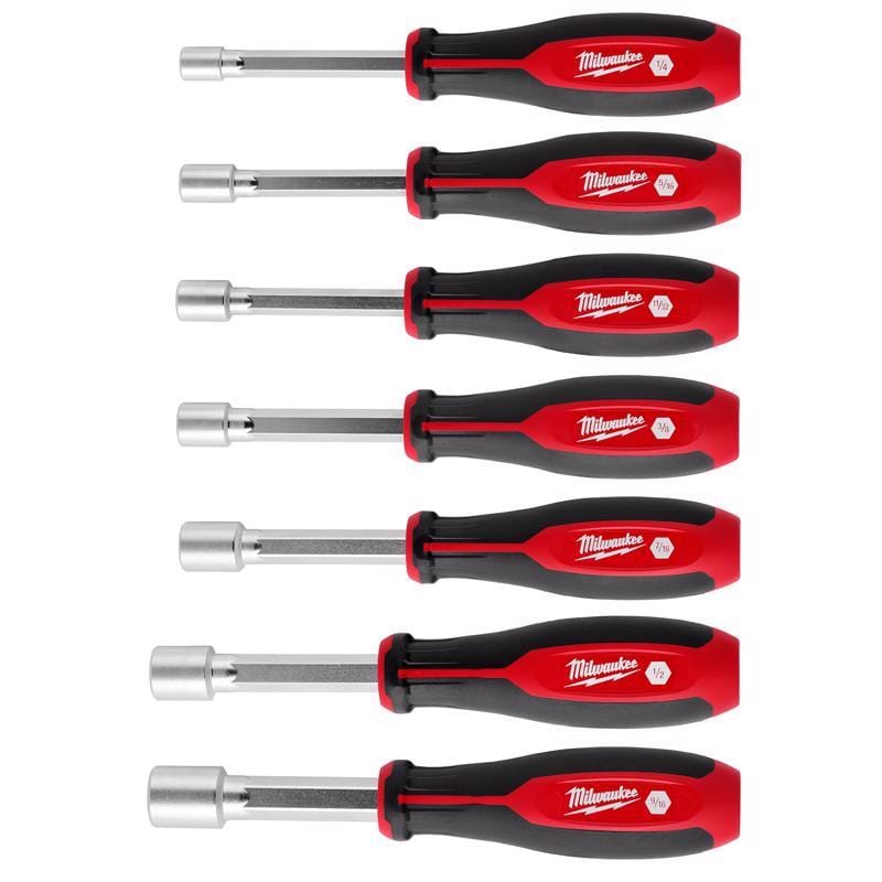 Milwaukee 48-22-2447 Assorted in. SAE Hollow Shaft Nut Driver Set 7 in. L 7 pc