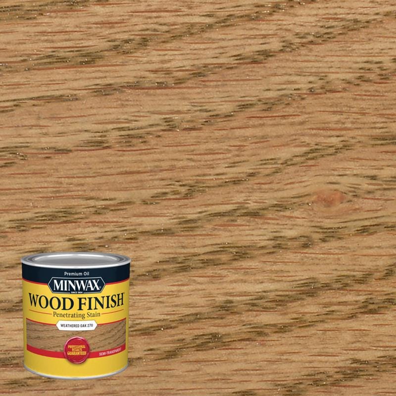 Minwax 227604444 Wood Finish Semi-Transparent Weathered Oak Oil-Based Penetrating Wood Stain 1/2 pt
