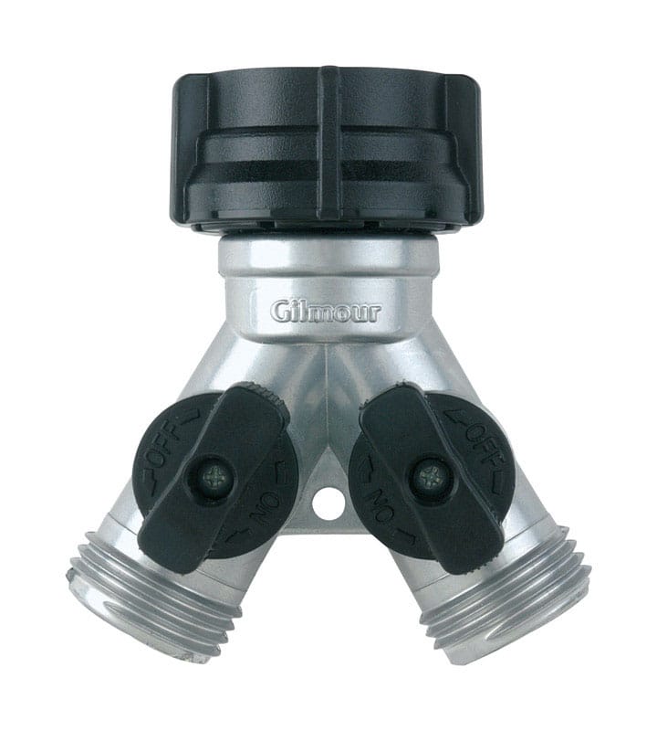 Gilmour 800154-1001 Zinc Threaded Male Y-Hose Connector with Shut Offs