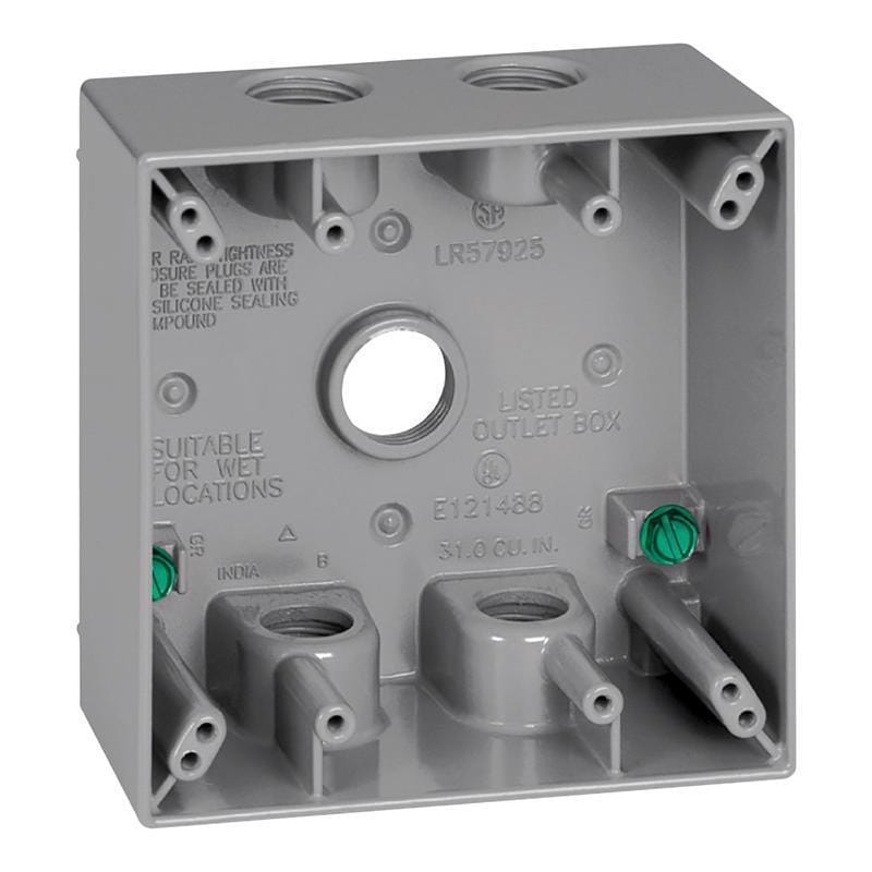 Sigma Engineered Solutions 14353-5 New Work 31 cu in Square Die-Cast Metal 2 gang Weatherproof Box Gray