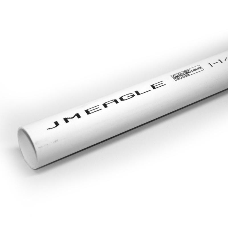 JM Eagle 5090 SDR26 PVC Pressure Pipe 1-1/2 in. D X 10 ft. L Plain End 160 psi