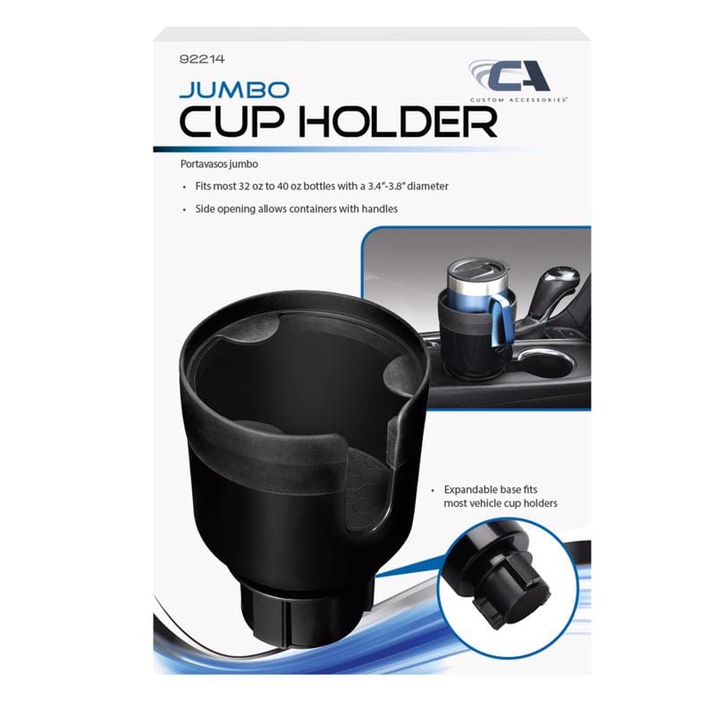 Custom Accessories 92214 Black Expandable Jumbo Cup Holder 1 pk