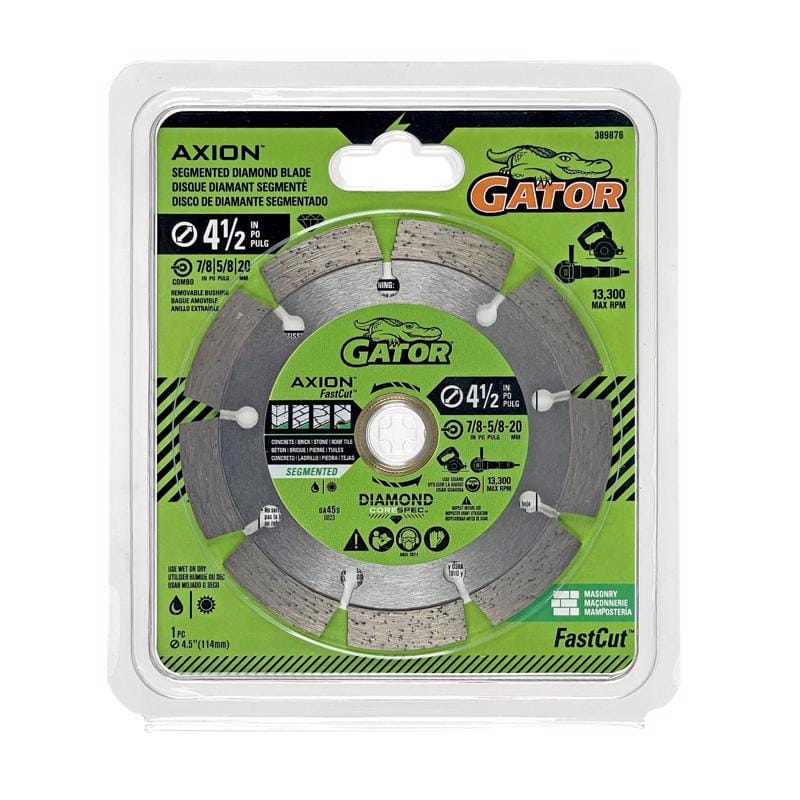 Gator 389876 SmoothCut 4-1/2 in. D X 5/8 and 7/8 in. Diamond Segmented Rim Saw Blade 1 pk