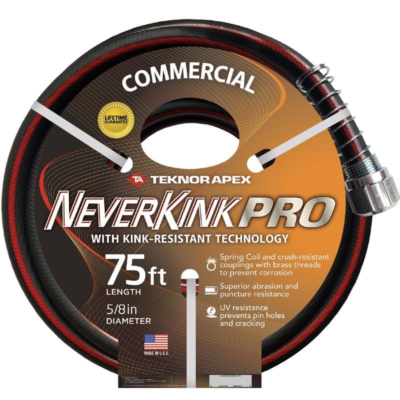 Teknor Apex 8845-75 NeverKink Pro 5/8 in. D X 75 ft. L Heavy Duty Contractor Grade Garden Hose
