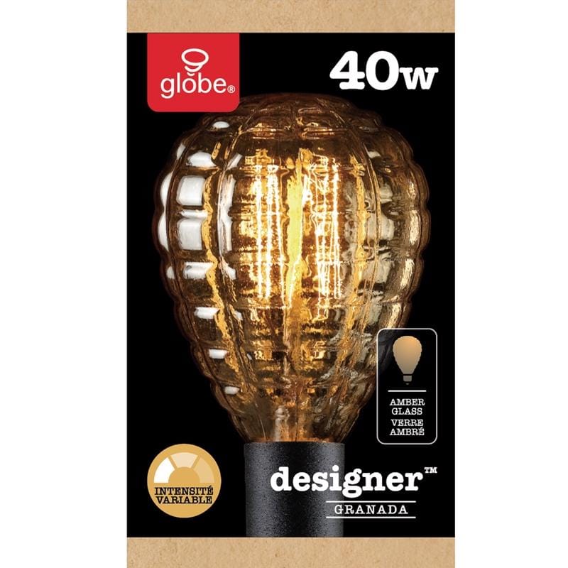 Globe Electric 84635 Designer Granada 40 W G40 Decorative Incandescent Bulb E26 (Medium) Amber 1 pk