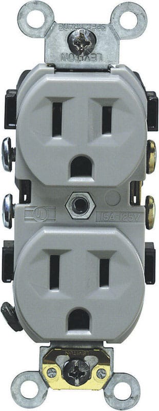 Leviton 0CR15-0GS 15 amps 125 V Duplex Gray Outlet 5-15R 1 pk