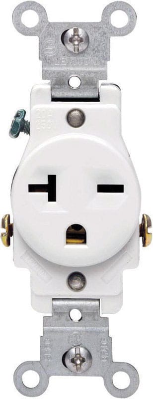 Leviton 05821-0WS 20 amps 250 V Single White Outlet 6-20R 1 pk